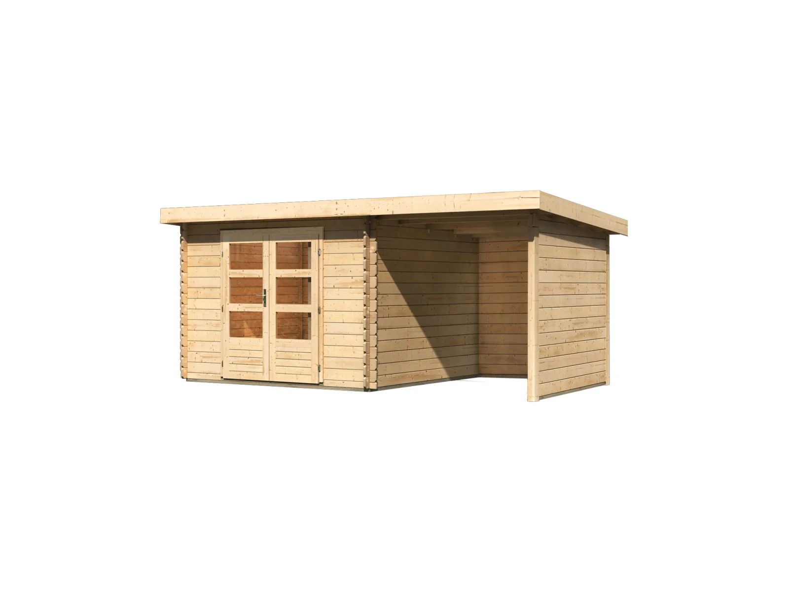 Karibu Gartenhaus Bastrup 5 mit Anbaudach 2 Meter sowie Seiten- und Rückwand natur - Image 4