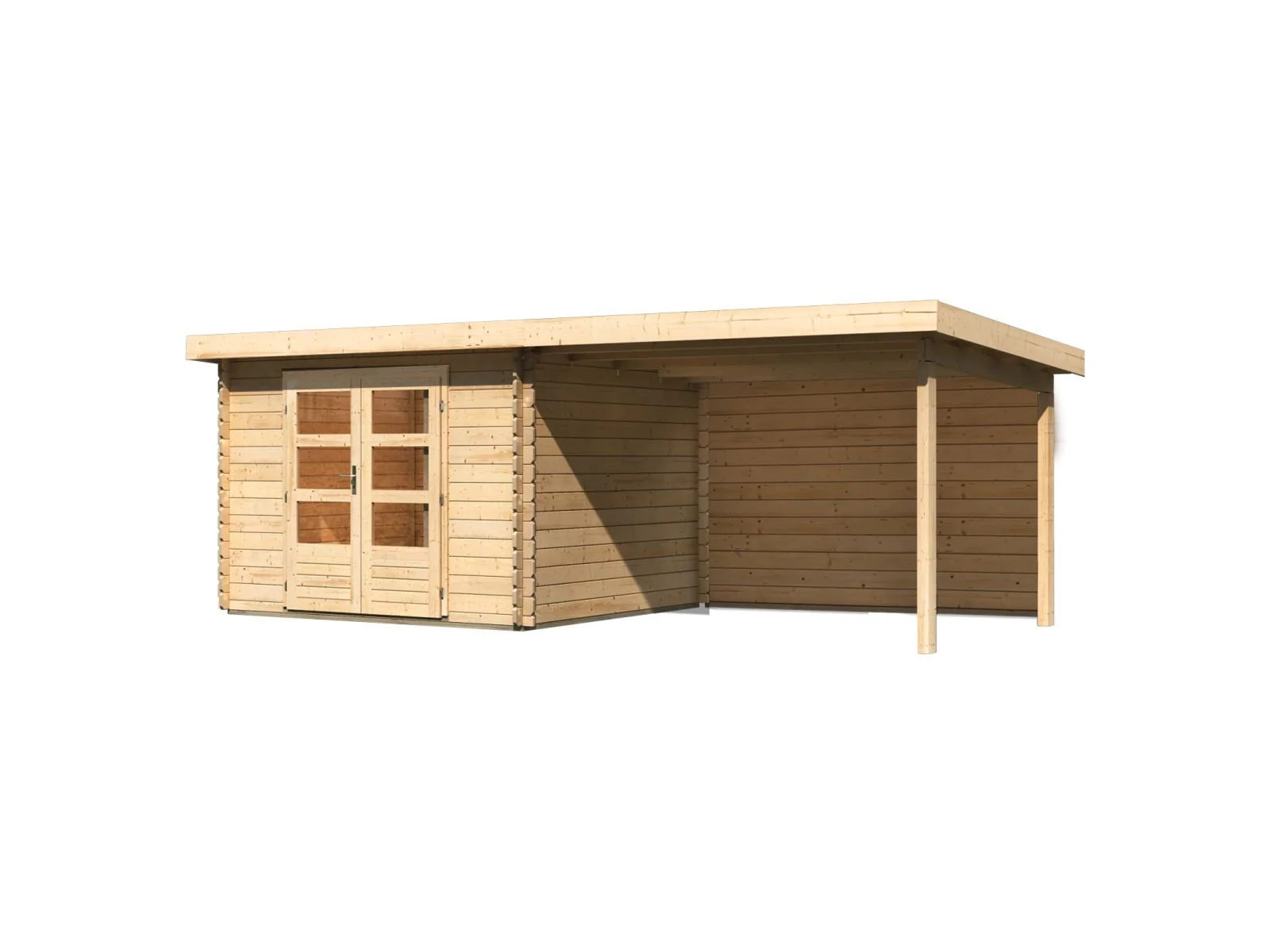 Karibu Gartenhaus Bastrup 5 mit Anbaudach 3 Meter inkl. Rückwand - Image 2
