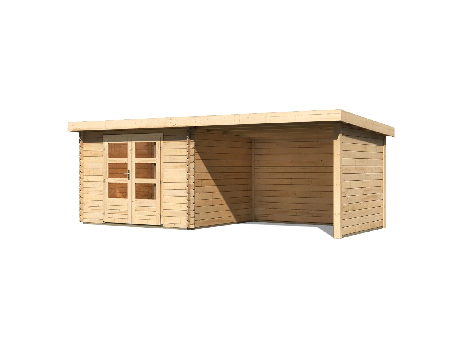 Karibu Gartenhaus Bastrup 5 mit Anbaudach 3 Meter sowie Seiten- und Rückwand - Image 4
