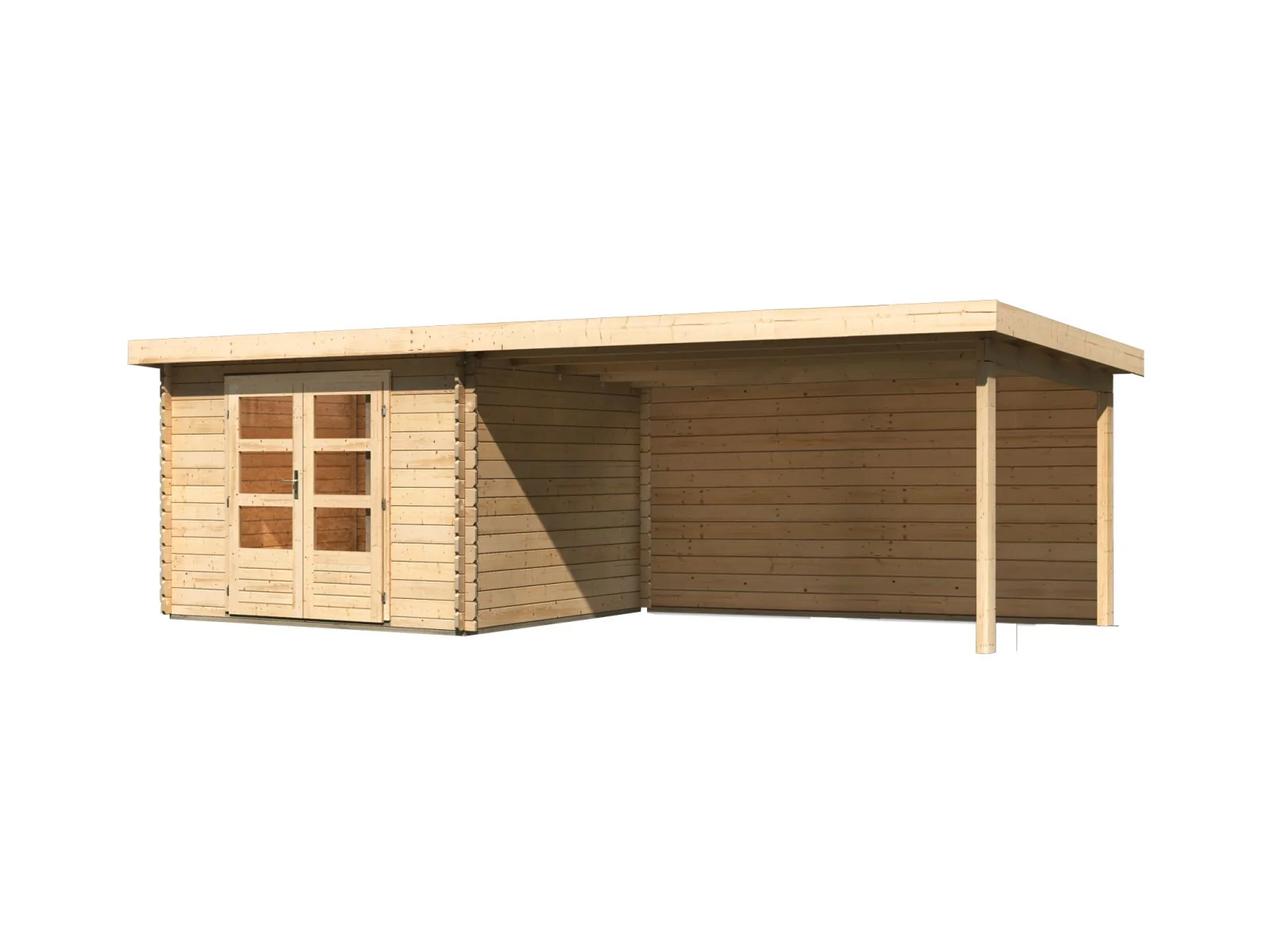 Karibu Gartenhaus Bastrup 5 mit Anbaudach 4 Meter inkl. Rückwand - Image 4