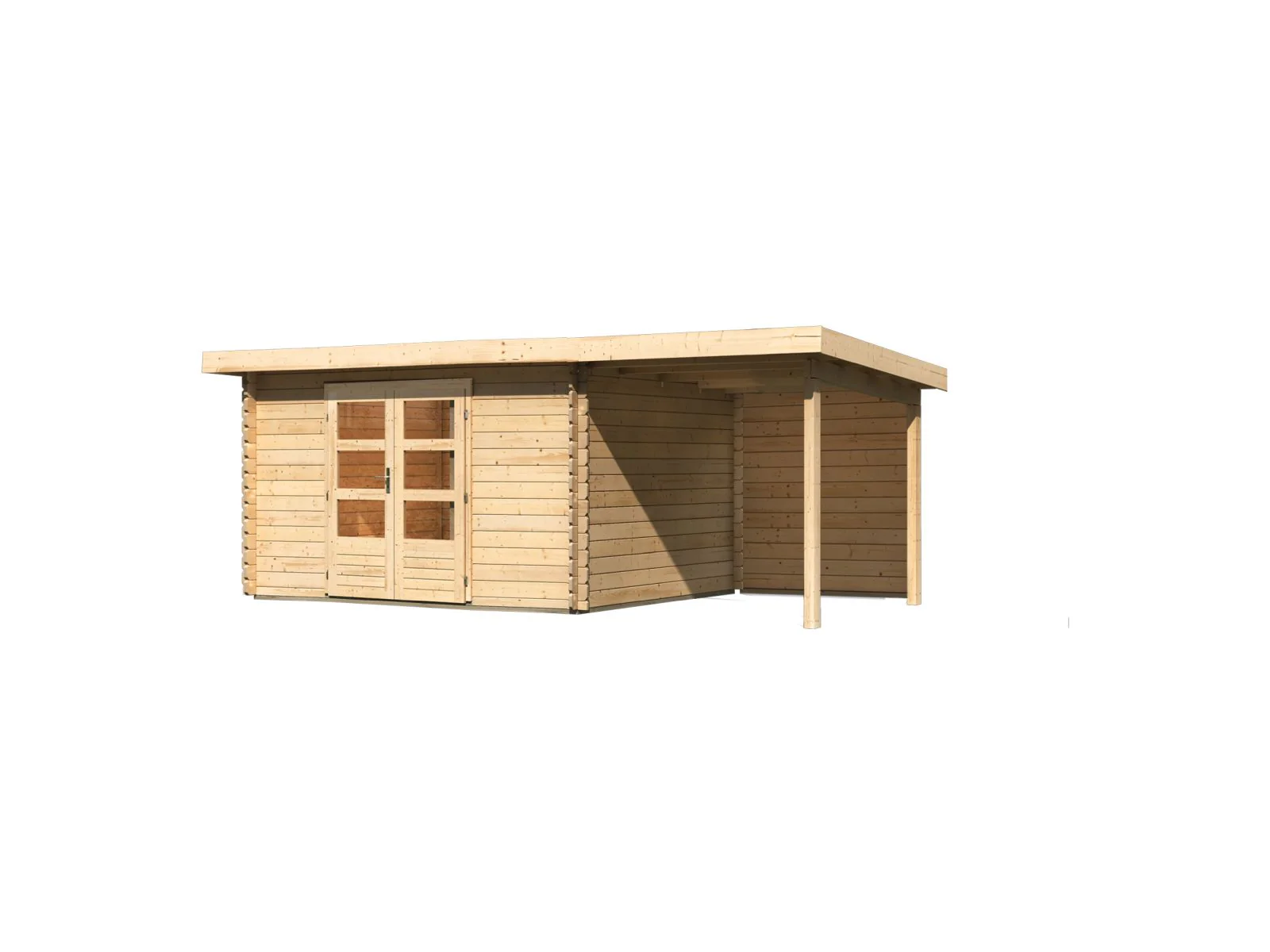 Karibu Gartenhaus Bastrup 7 mit Anbaudach 2 Meter inkl. Rückwand - Image 4