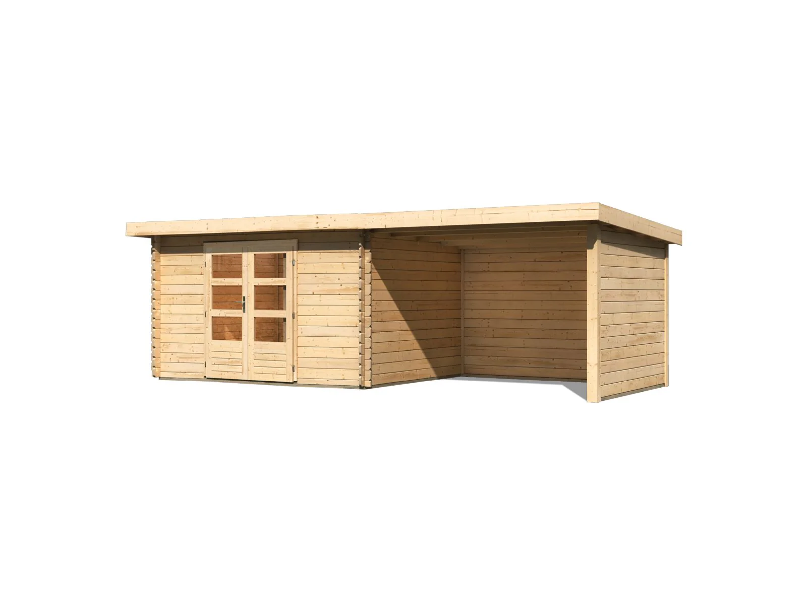 Karibu Gartenhaus Bastrup 7 mit Anbaudach 3 Meter, Rück- und Seitenwand - Image 4