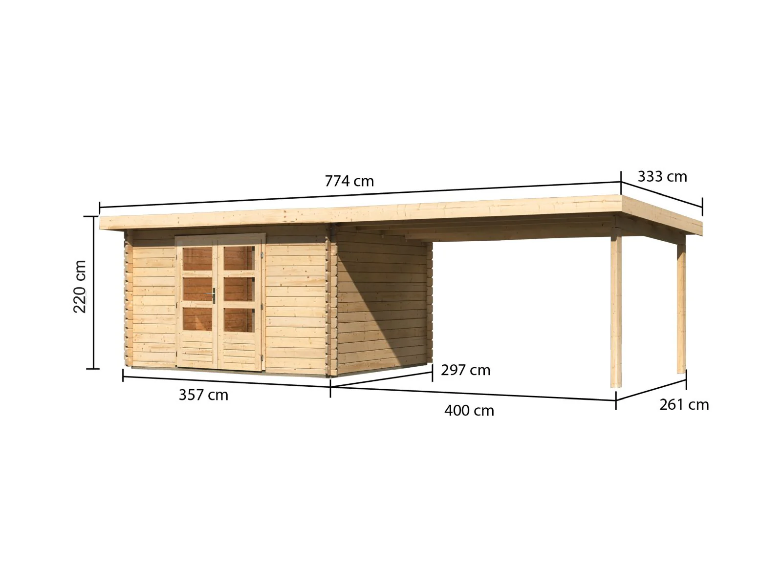 Karibu Gartenhaus Bastrup 7 mit Anbaudach 4 Meter - Image 3