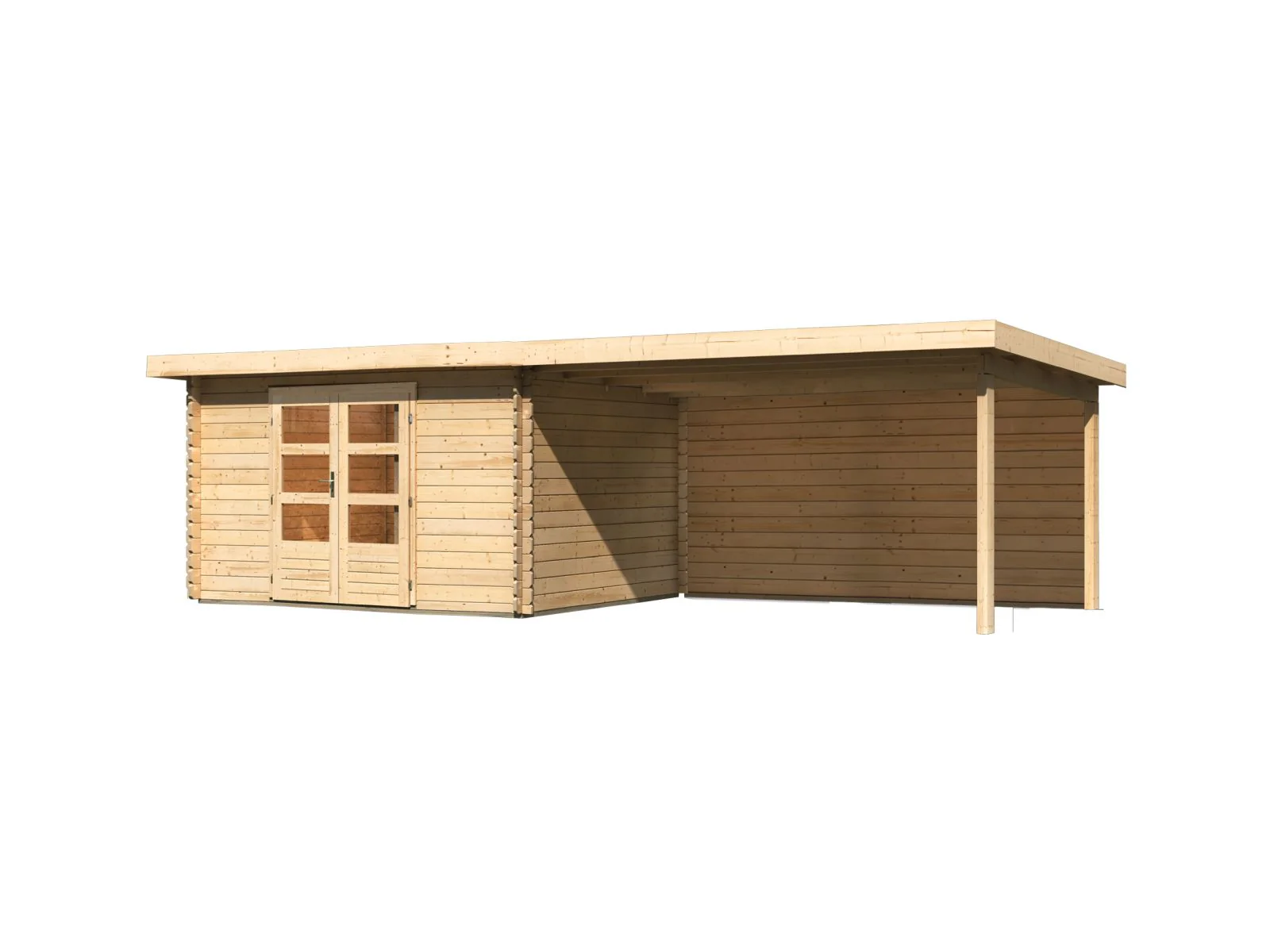 Karibu Gartenhaus Bastrup 7 mit Anbaudach 4 Meter inkl. Rückwand - Image 4