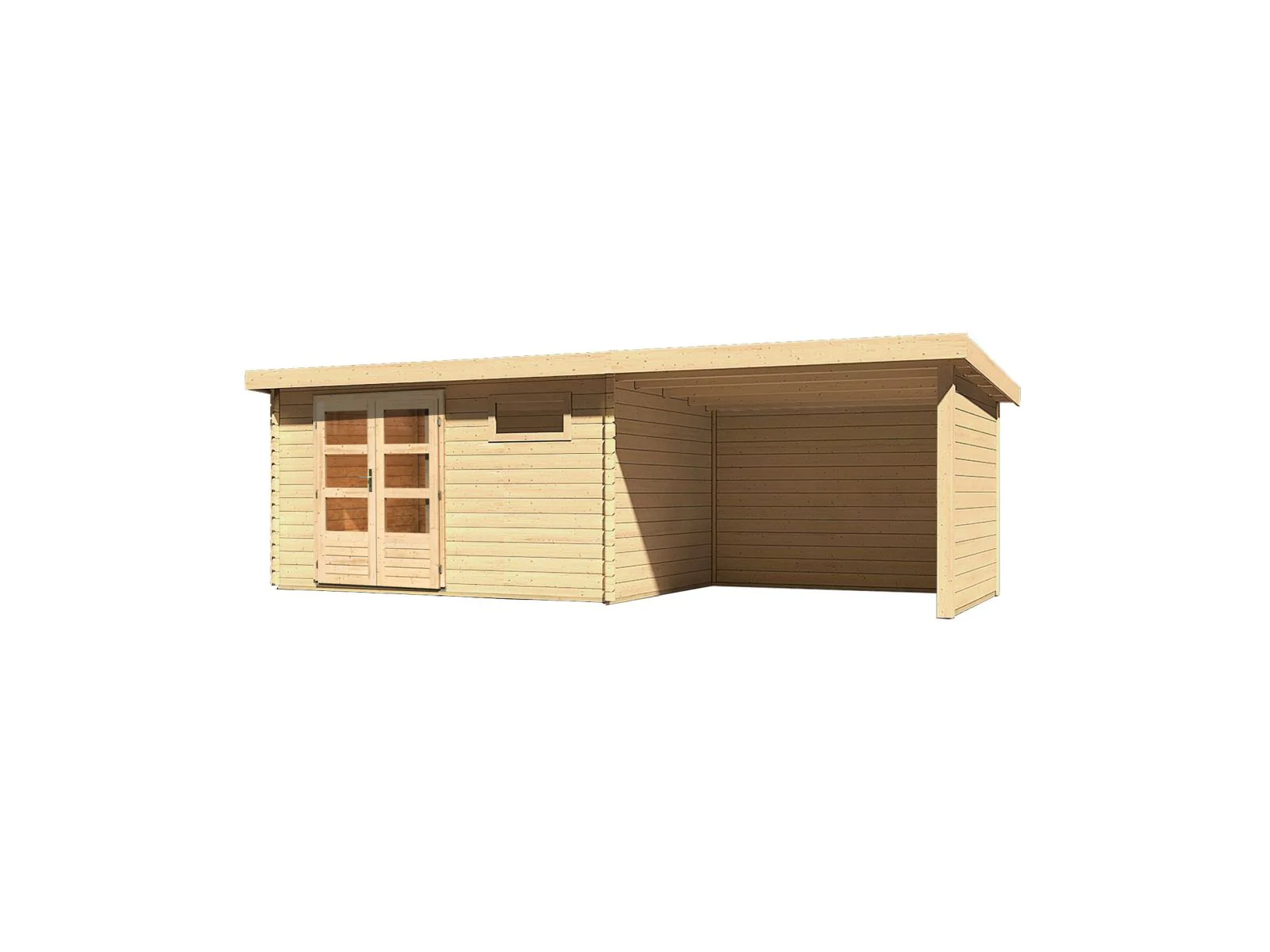 Karibu Gartenhaus Bastrup 8 mit Anbaudach 3 Meter, Rück- und Seitenwand - Image 4