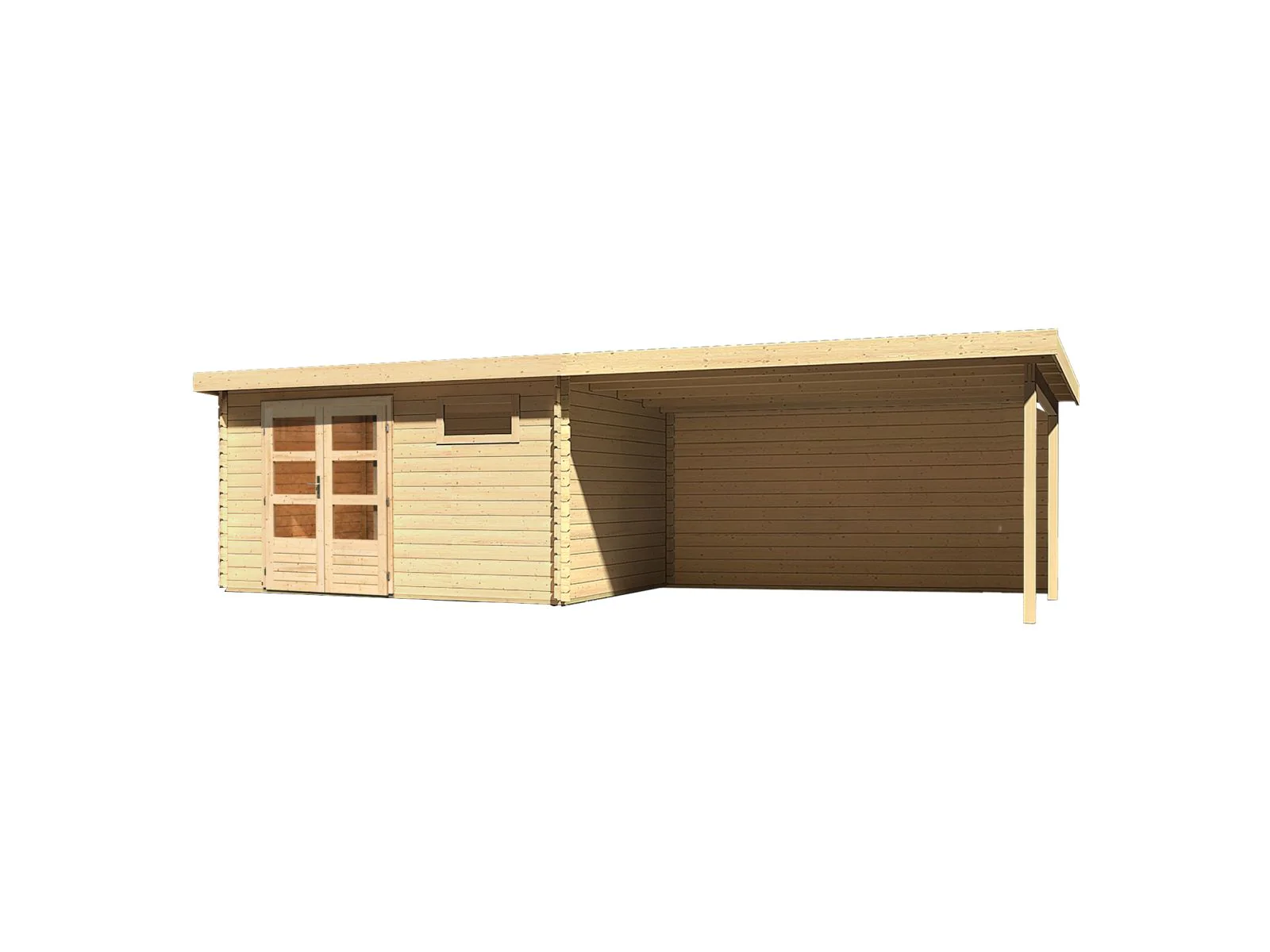 Karibu Gartenhaus Bastrup 8 mit Anbaudach 4 Meter inkl. Rückwand - Image 4