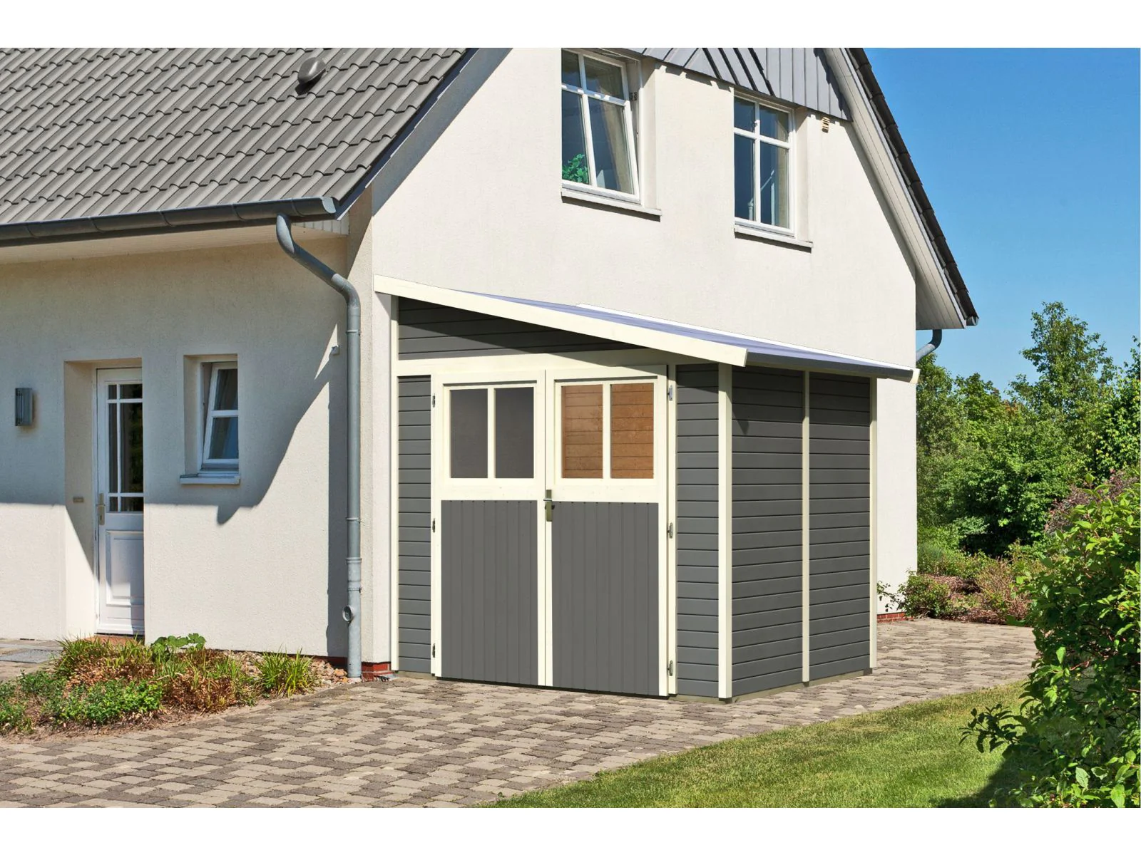 Karibu Gartenhaus Bomlitz 2 terragrau 19 mm