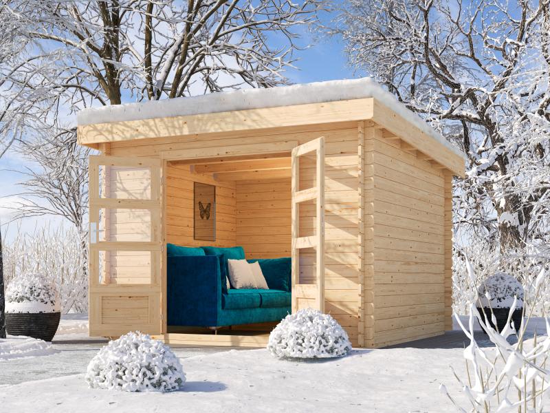 Karibu Gartenhaus Flora 5 natur,inkl. selbstklebende Dachbahn, Vlies und Wurzelschutzfolie (für Dach - Image 2