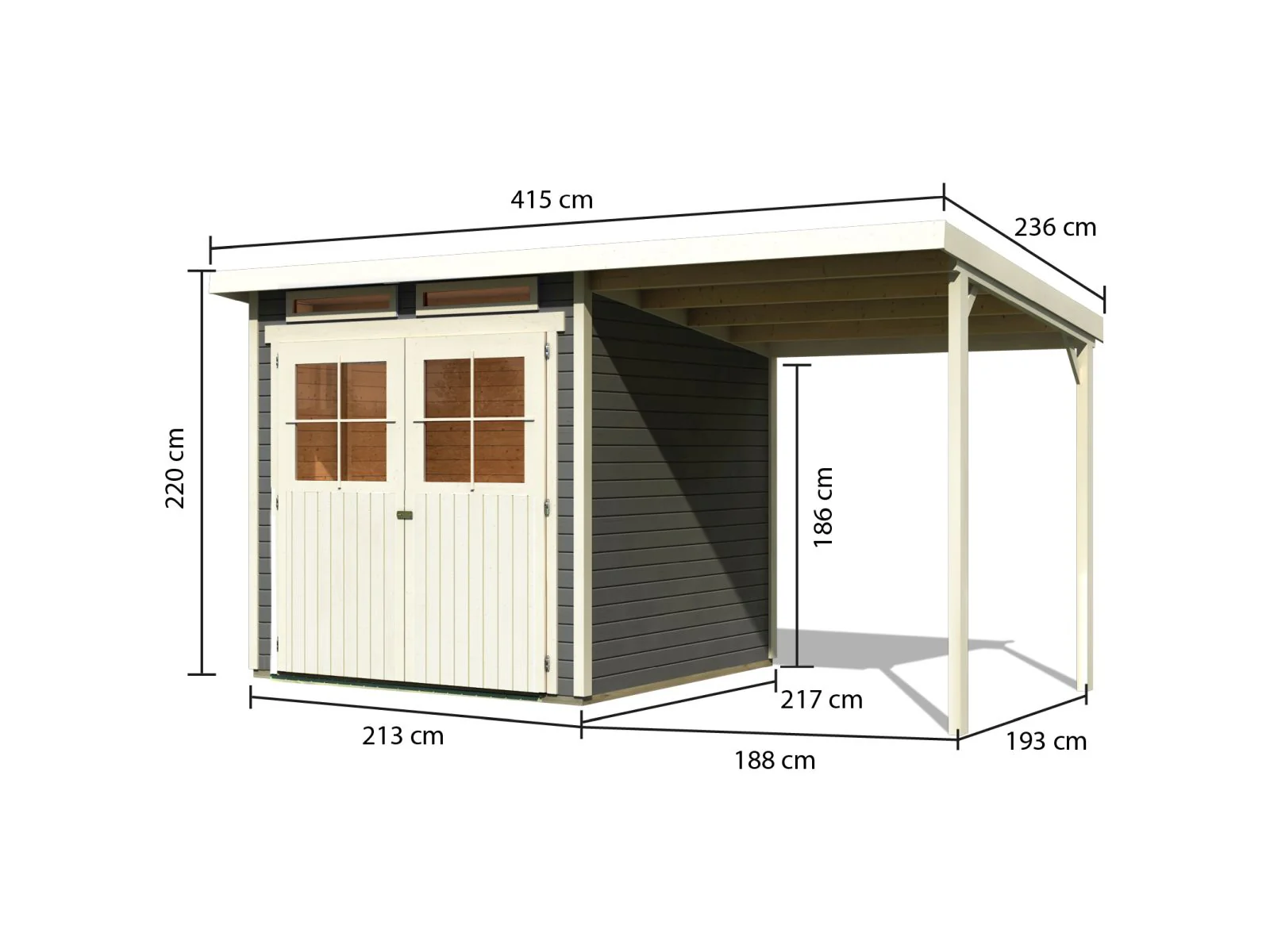 Karibu Gartenhaus Glücksburg 3 terragrau Sparset mit Schleppdach 19 mm - Image 3