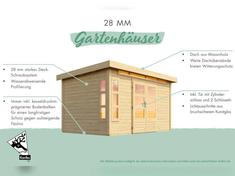 Karibu Gartenhaus Kandern 3 natur mit Anbaudach 2,35 m - Image 6
