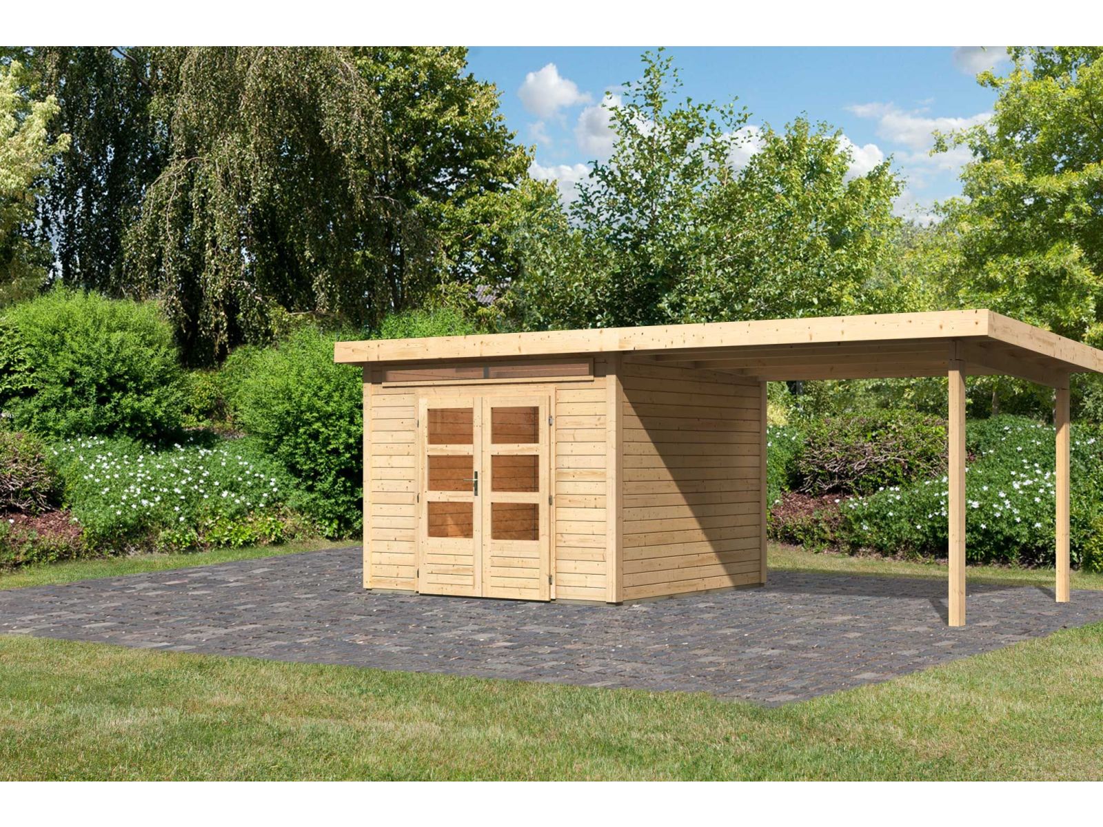 Karibu Gartenhaus Kandern 6 mit Anbaudach 2,95 Meter - Image 2