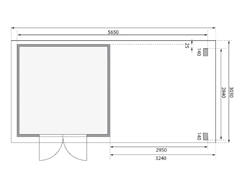 Karibu Gartenhaus Kandern 6 mit Anbaudach 2,95 Meter inklusive Rück-und Seitenwand - Image 4