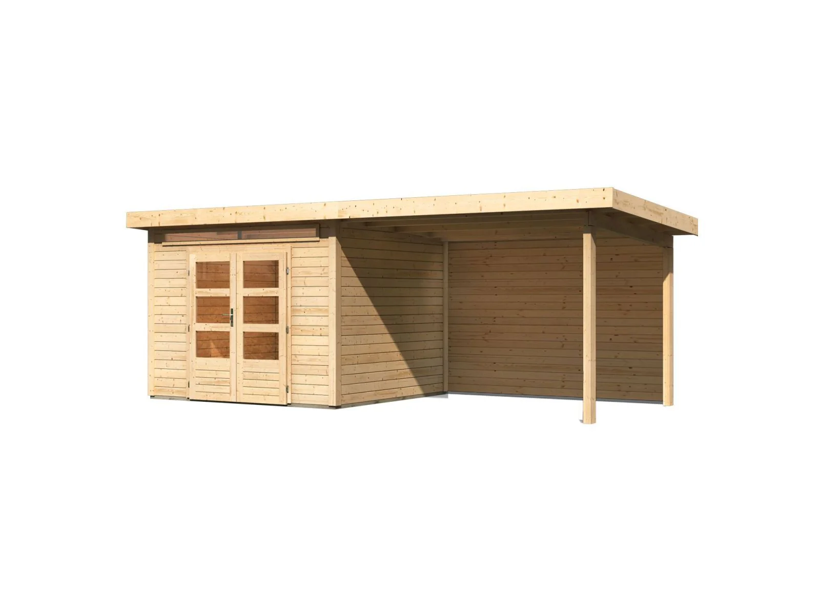 Karibu Gartenhaus Kandern 6 mit Anbaudach 3,2 Meter inkl. Rückwand - Image 4