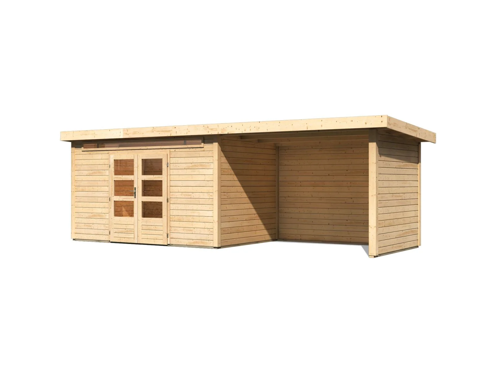 Karibu Gartenhaus Kandern 7 mit Anbaudach 2,95 Meter inklusive Rück-und Seitenwand - Image 4