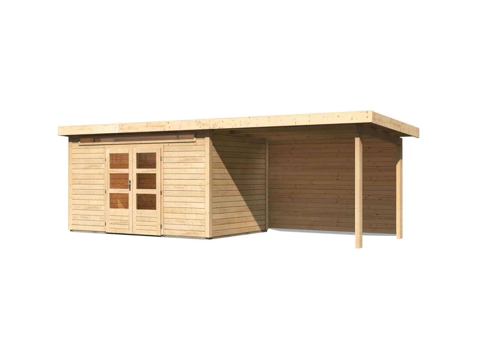 Karibu Gartenhaus Kandern 7 mit Anbaudach 3,2 Meter inkl. Rückwand - Image 5