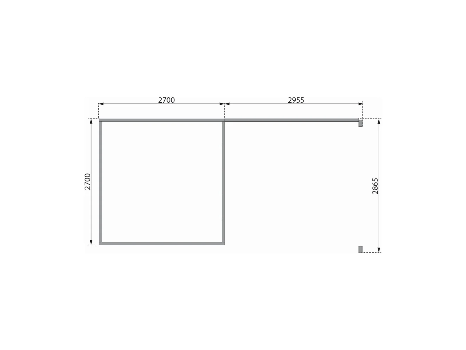 Karibu Gartenhaus Kastorf 6 - terragrau mit Anbaudach 3,2 m und 28 mm Rückwand - Image 3