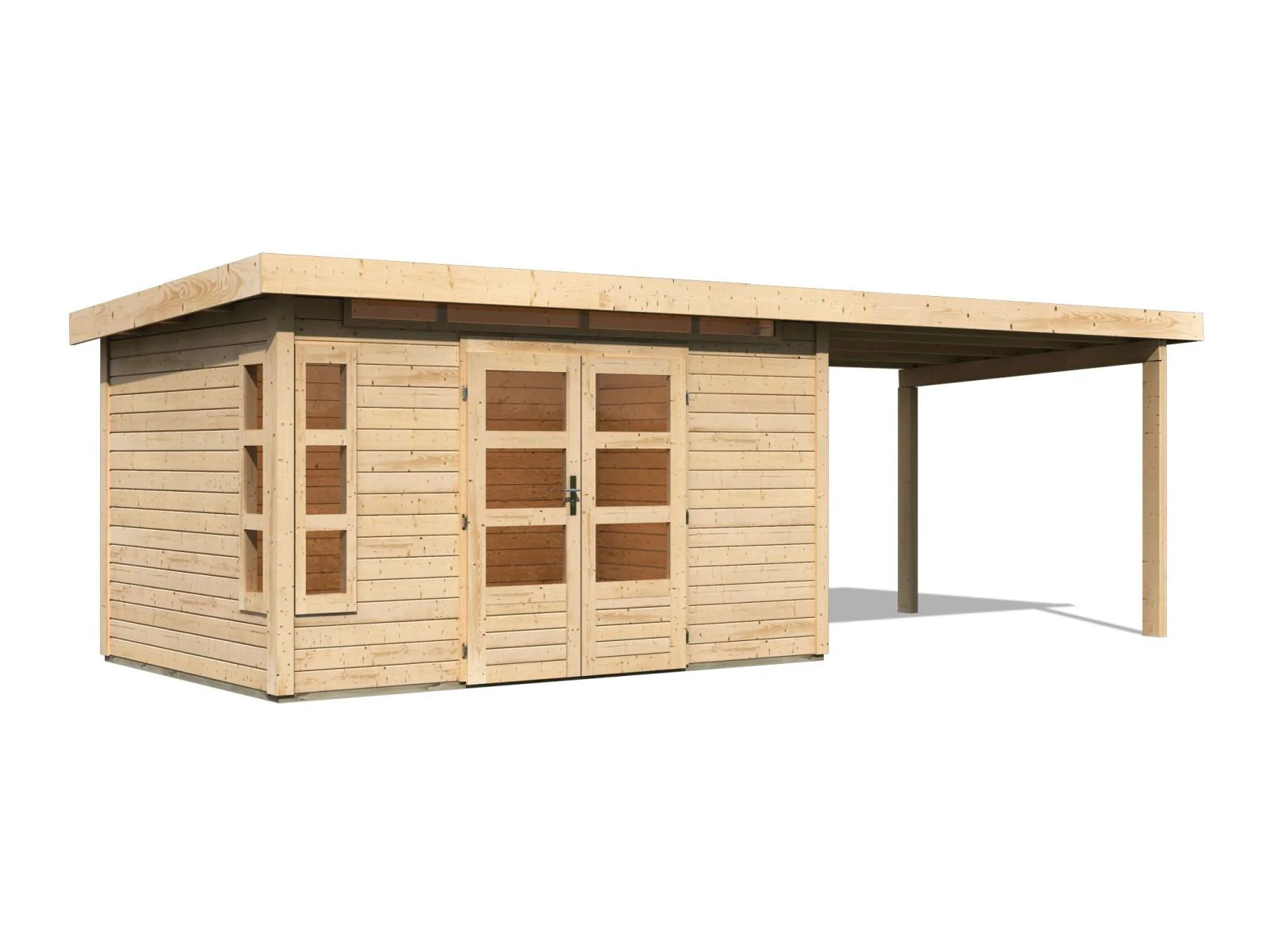 Karibu Gartenhaus Kastorf 7 - natur mit Anbaudach 3,2 m - Image 3