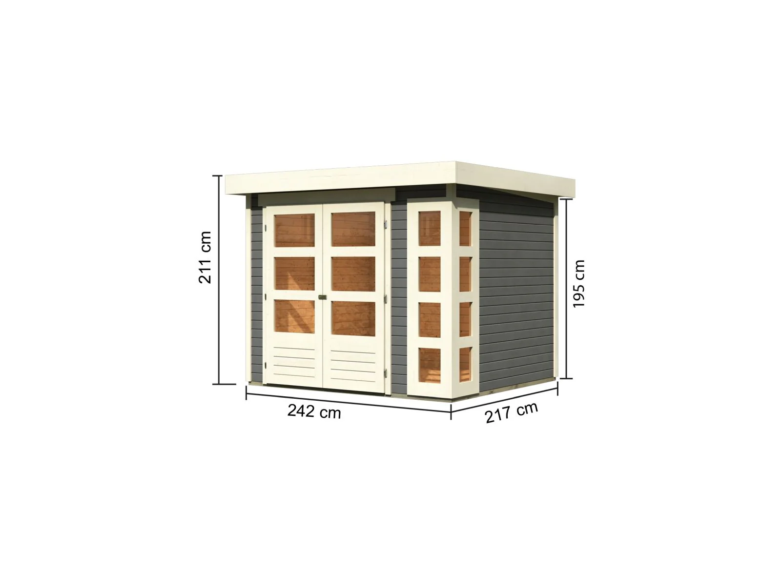 Karibu Gartenhaus Kerko 3 in terragrau 19 mm - Image 3