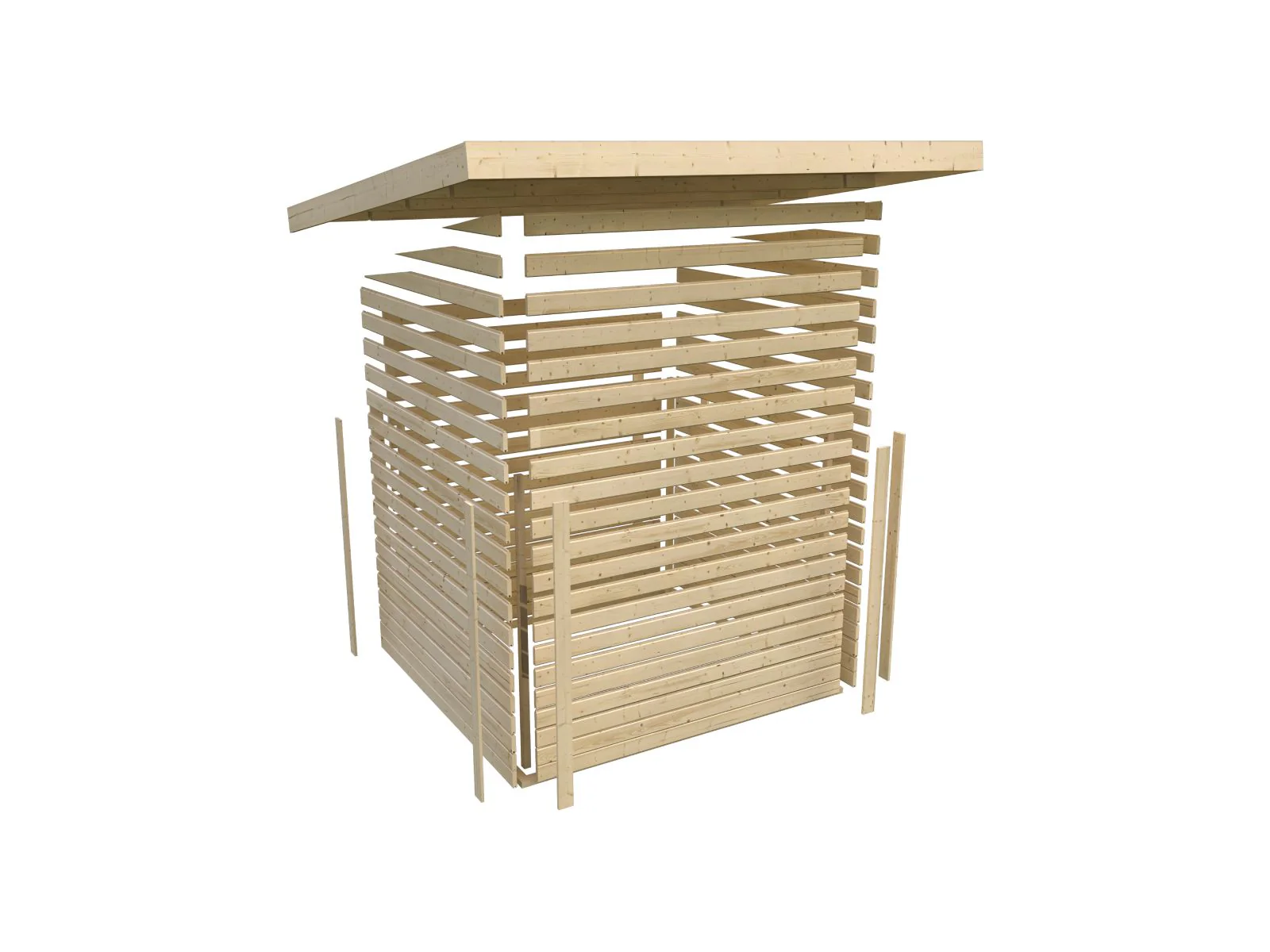 Karibu Gartenhaus Kerko 3 in terragrau mit 2,40 m Anbaudach und Rück-und Seitenwänden - Image 10