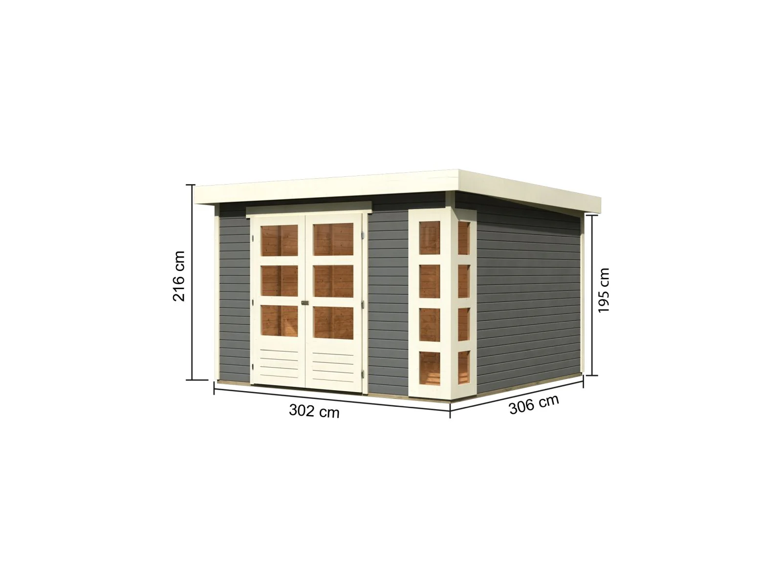 Karibu Gartenhaus Kerko 6 in terragrau 19 mm - Image 3