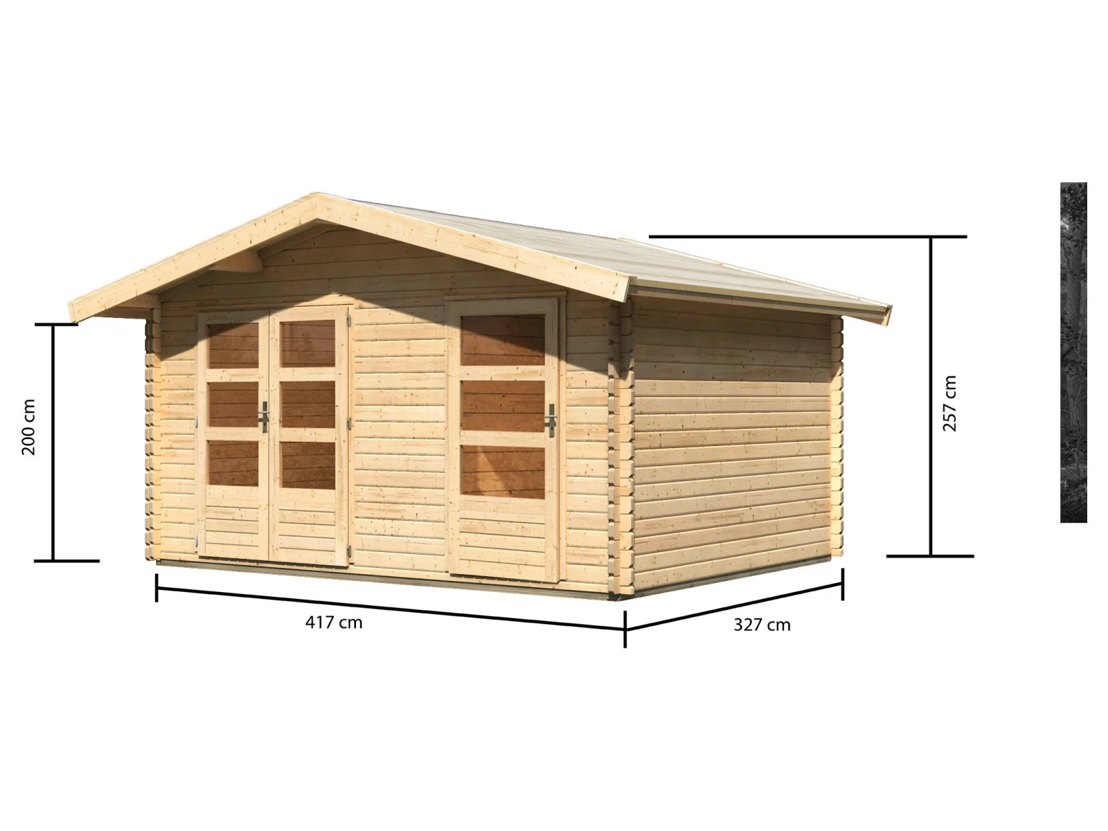 Karibu Gartenhaus Lagor 1 38 mm 2-Raum-Haus - Image 3