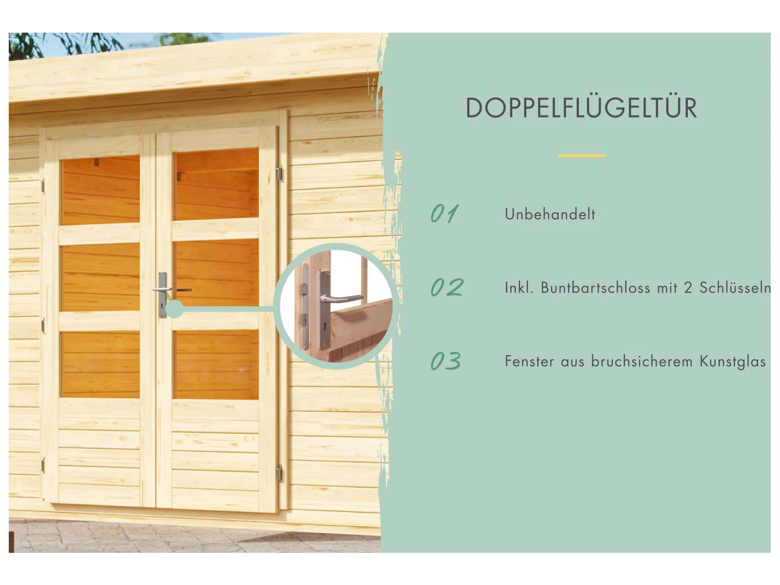 Karibu Gartenhaus Lagor 1 38 mm 2-Raum-Haus - Image 7