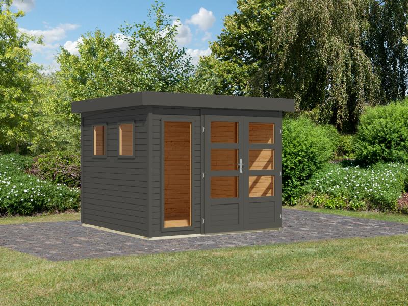 Karibu Gartenhaus Lahar 3,5, terragrau komplett, 19 mm - Image 2