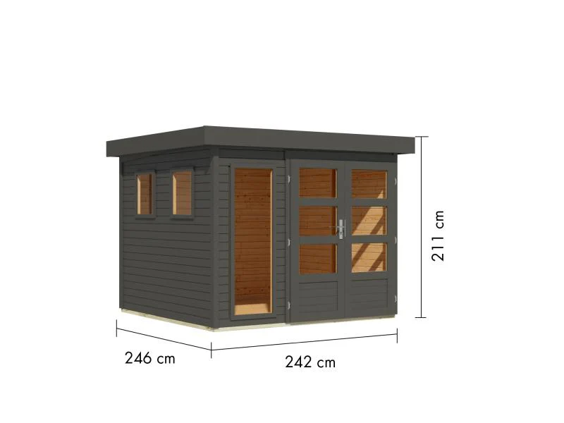 Karibu Gartenhaus Lahar 3,5, terragrau komplett, 19 mm - Image 3