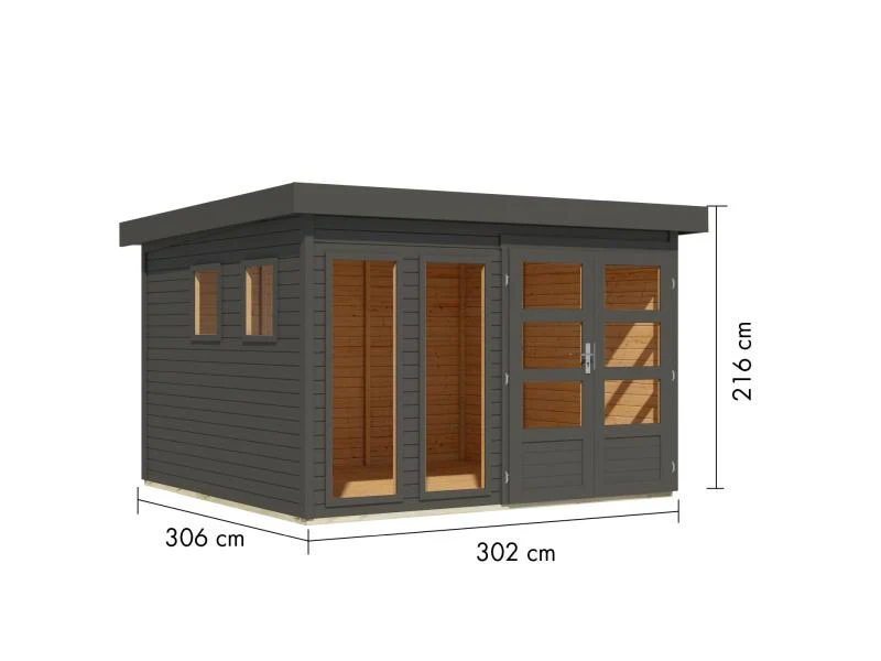 Karibu Gartenhaus Lahar 6, terragrau komplett, 19 mm - Image 3