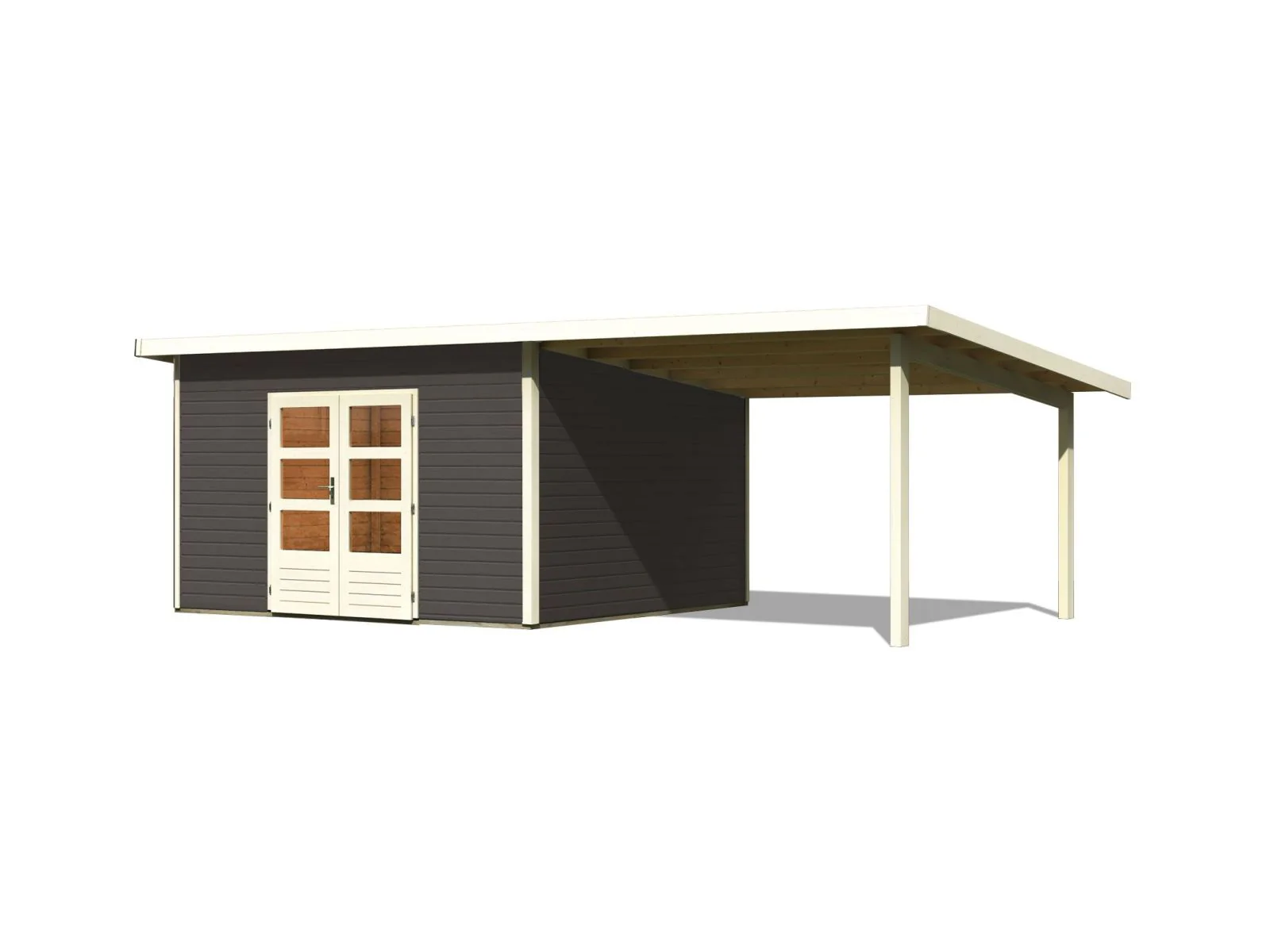 Karibu Gartenhaus Northeim 5 terragrau mit Anbaudach 3 m - Image 6
