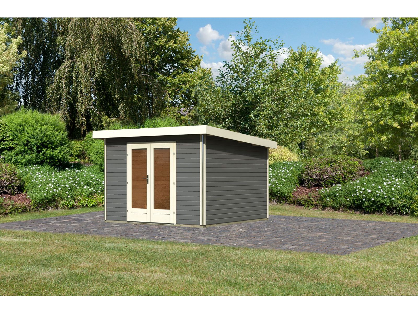 Karibu Gartenhaus Radeburg 1 terragrau 40 mm - Image 3
