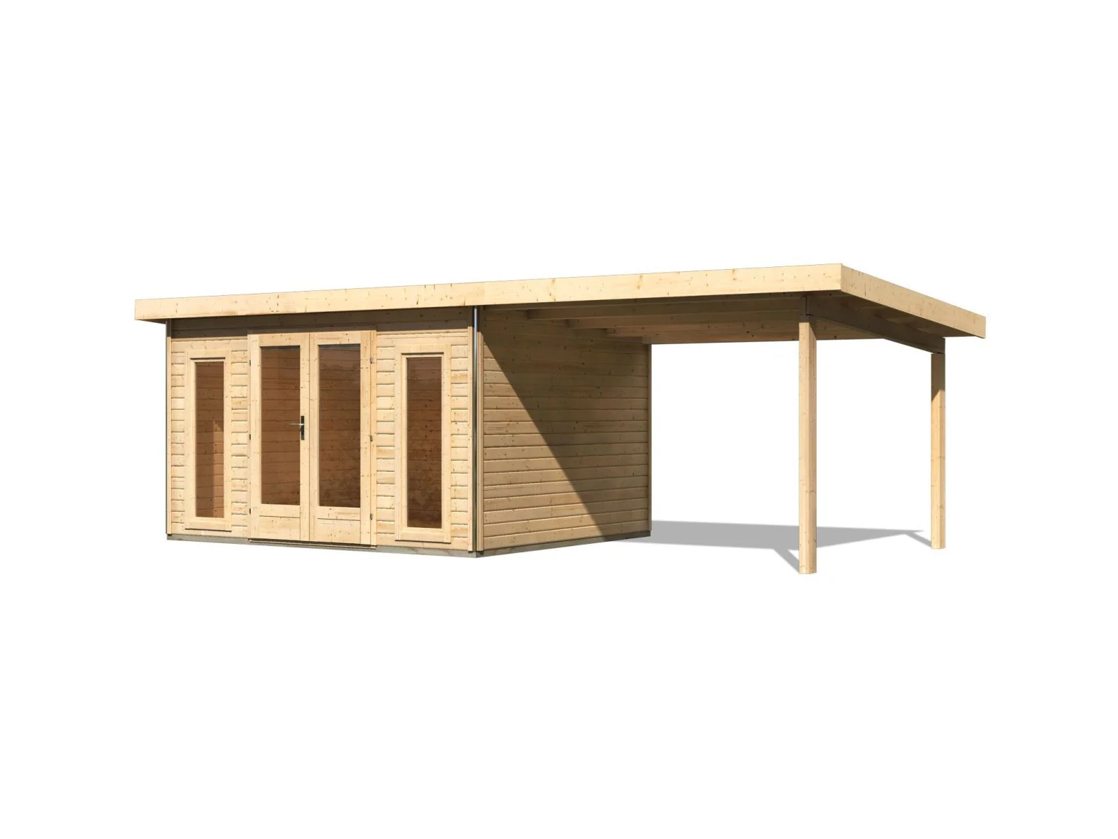 Karibu Gartenhaus Radeburg 2 natur 38 mm mit Anbaudach 3,3 m - Image 4
