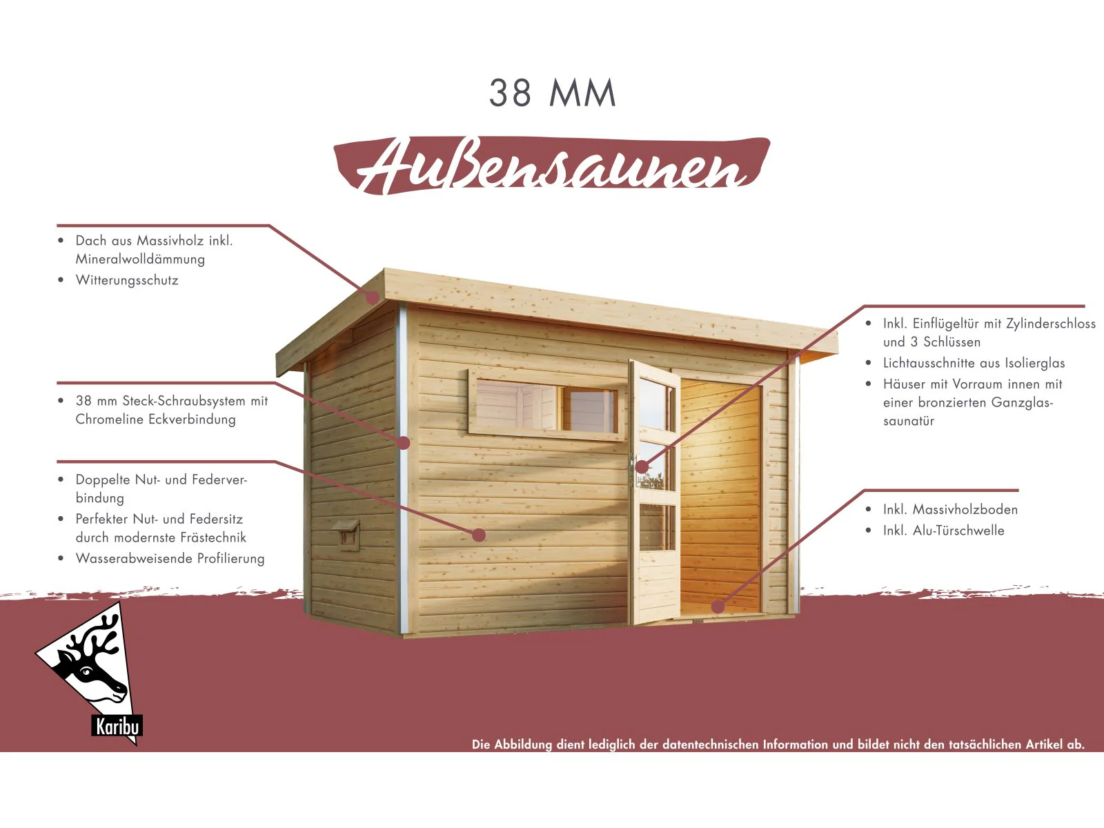 Karibu Gartenhaus Radeburg 3 terragrau mit Anbaudach 3,3 m und Rückwand - Image 7