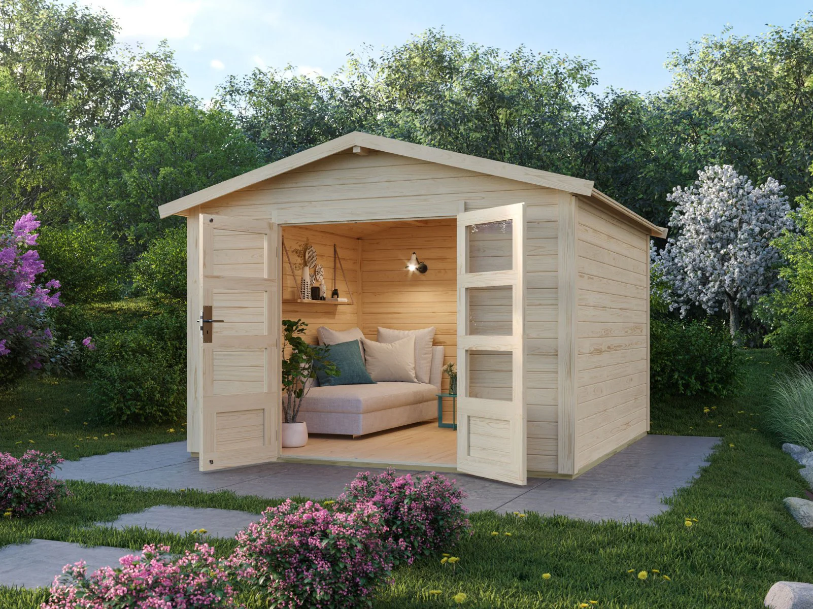 Norlinio Gartenhaus Ravenna 3 naturbelassen, inkl. Fußboden