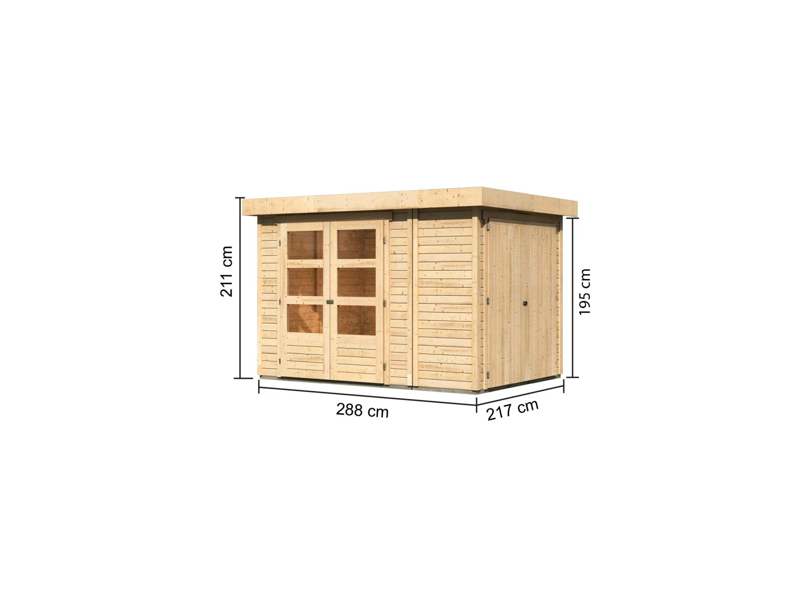 Karibu Gartenhaus Retola 2 inkl. Anbauschrank - Image 3