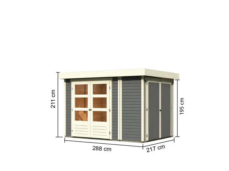 Karibu Gartenhaus Retola 2 terragrau 19 mm, inkl. Anbauschrank - Image 2