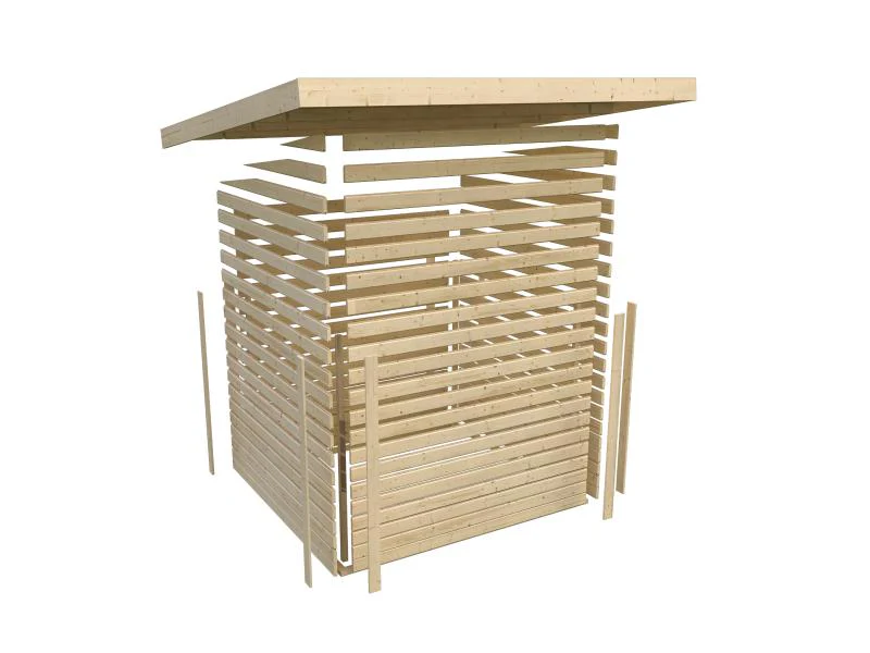 Karibu Gartenhaus Retola 2 , terragrau mit Anbauschrank, inkl. Anbaudach 2,40 Meter - Image 10