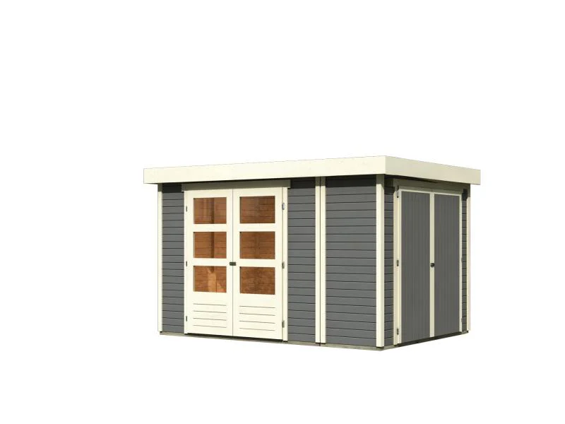 Karibu Gartenhaus Retola 4 inkl. Anbauschrank, terragrau - Image 3