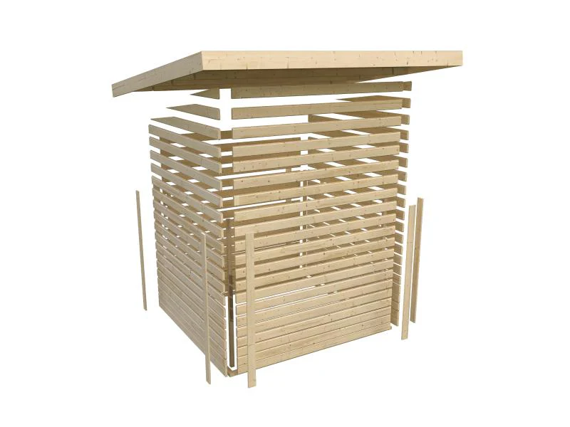 Karibu Gartenhaus Retola 4 mit Anbauschrank und Anbaudach 2,80 Meter, terragrau - Image 10