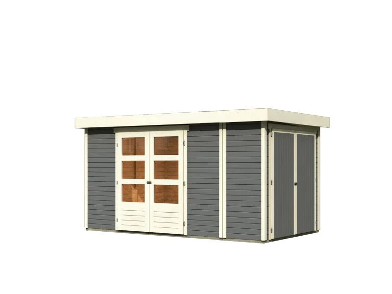 Karibu Gartenhaus Retola 5 inkl. Anbauschrank, terragrau - Image 3