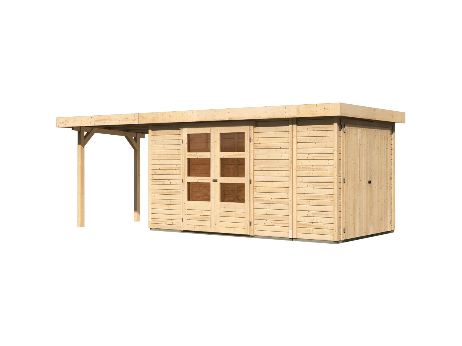 Karibu Gartenhaus Retola 5 mit Anbauschrank und Anbaudach 2,40 Meter - Image 4