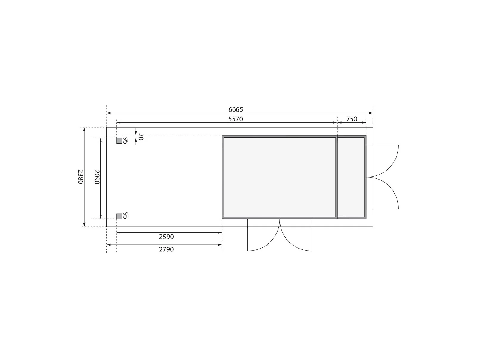 Karibu Gartenhaus Retola 5 mit Anbauschrank und Anbaudach 2,80 Meter - Image 3