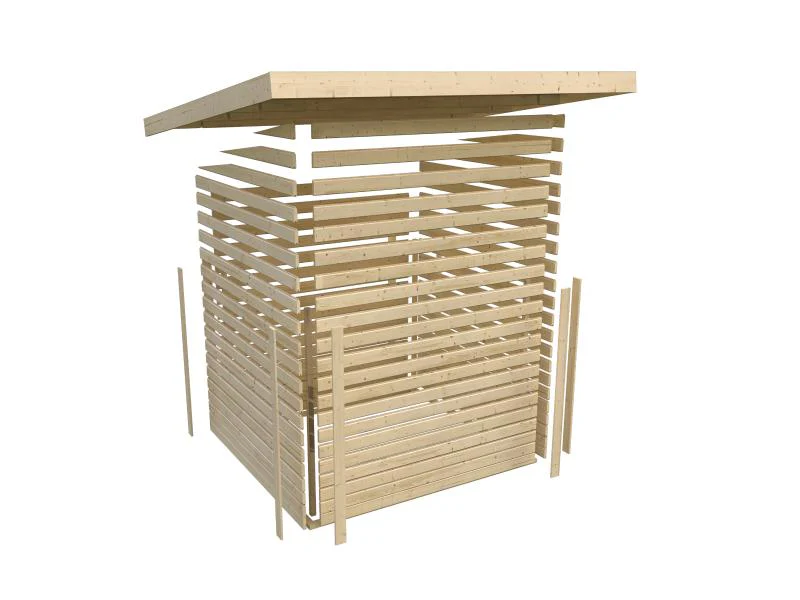 Karibu Gartenhaus Retola 5 mit Anbauschrank und Anbaudach 2,80 Meter, terragrau - Image 10