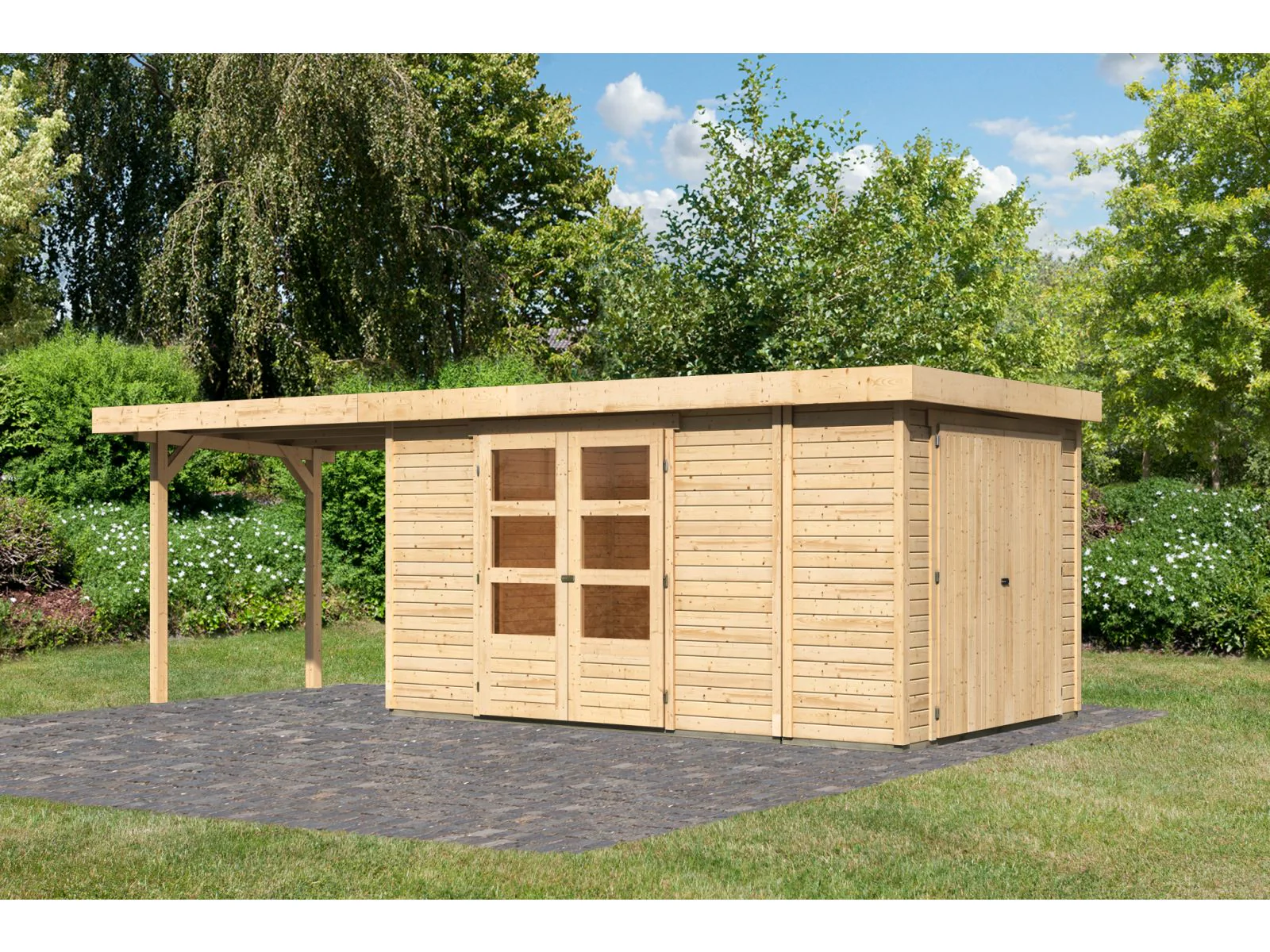 Karibu Gartenhaus Retola 6 mit Anbaudach 2,80 Meter - Image 2