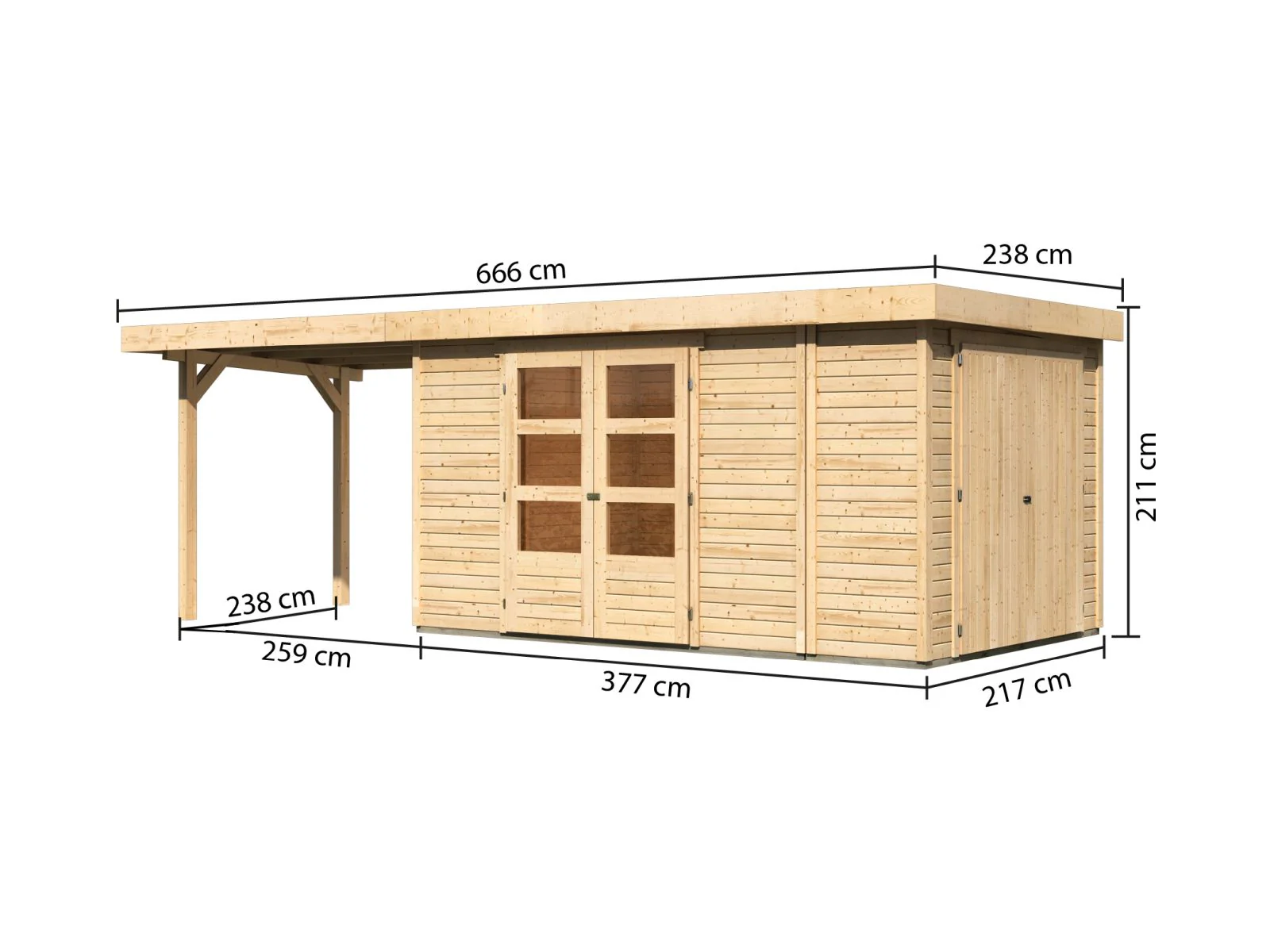 Karibu Gartenhaus Retola 6 mit Anbaudach 2,80 Meter - Image 3