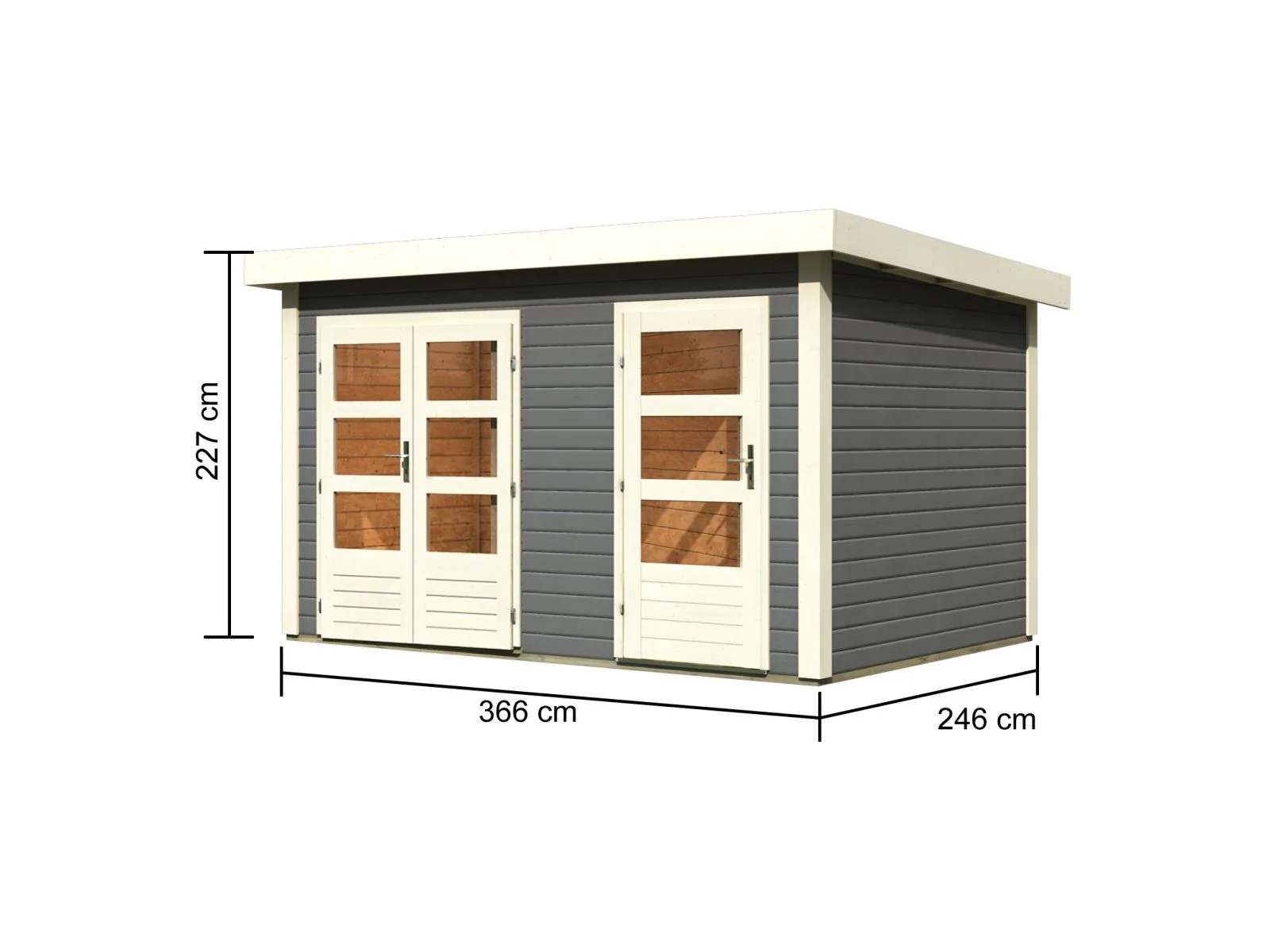 Karibu Gartenhaus Schönbuch 1,  38 mm 2-Raum-Haus - terragrau - Image 3