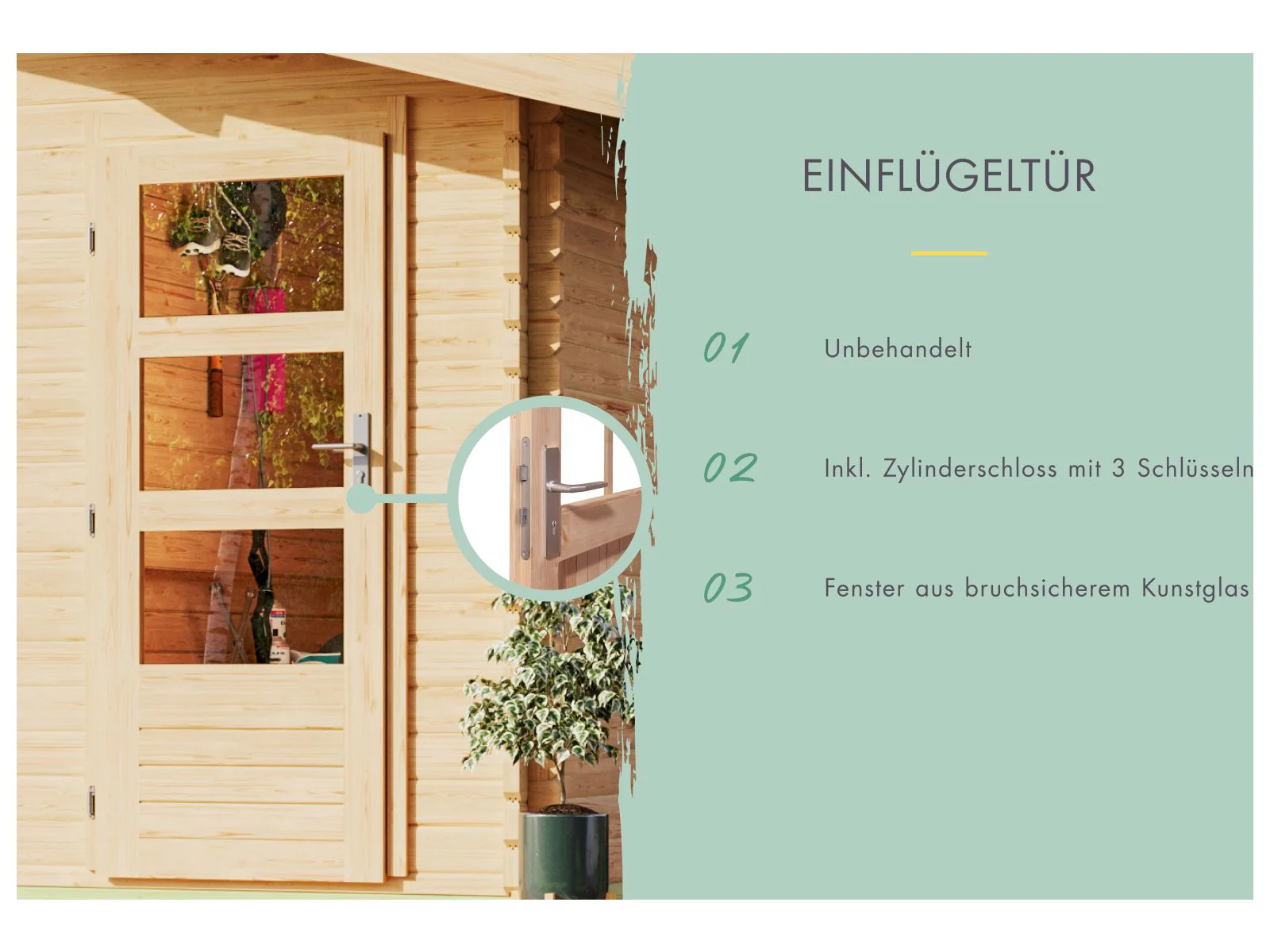 Karibu Gartenhaus Schönbuch 2 38 mm 2-Raum-Haus - Image 6
