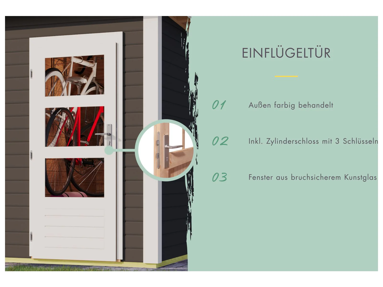 Karibu Gartenhaus Schönbuch 2 in terragrau 38 mm 2-Raum-Haus - Image 8