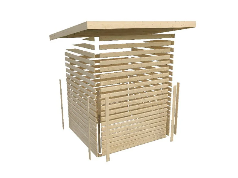 Karibu Gartenhaus Schwandorf 3 natur mit Anbaudach 2,75 Meter, Seiten- und Rückwand - Image 9