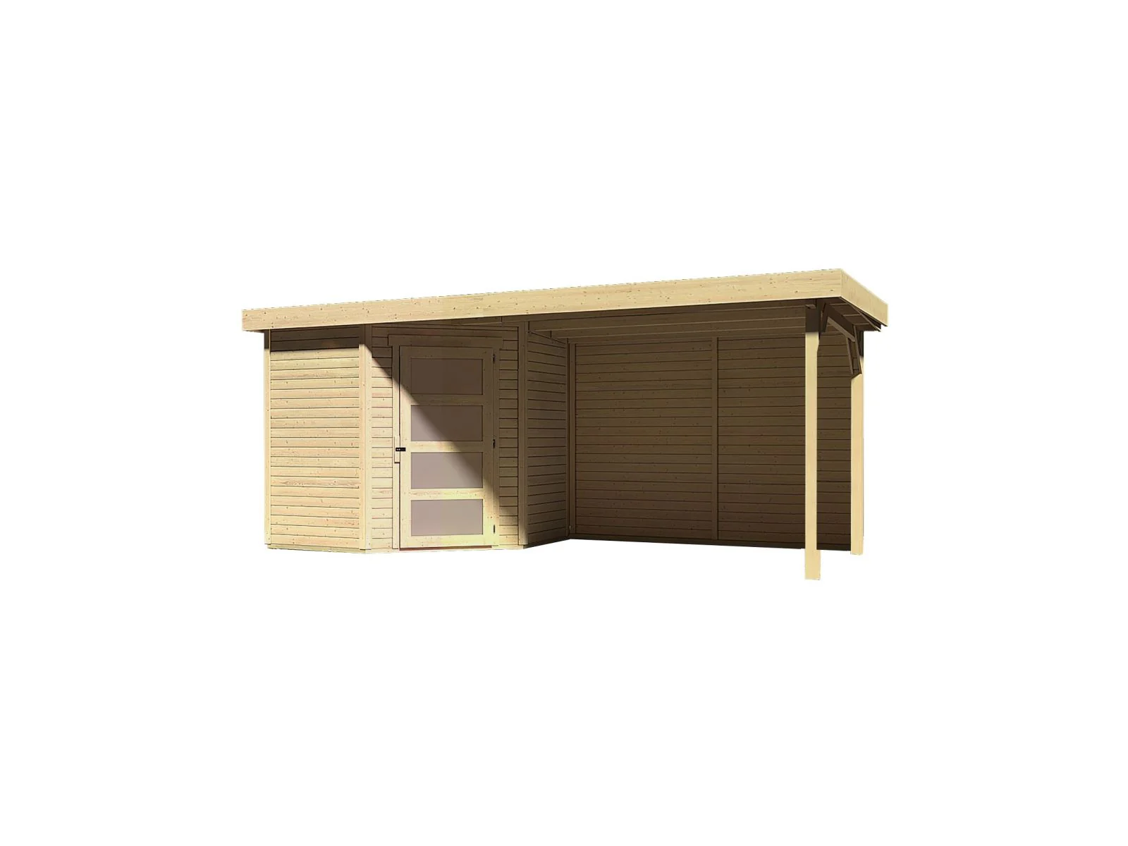 Karibu Gartenhaus Schwandorf 3 natur mit Anbaudach 2,8 m inkl. Rückwand - Image 4